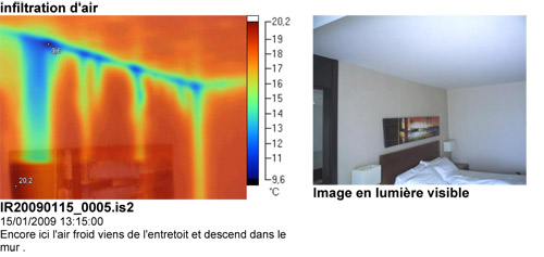 Exemple d'image thermographique d'infiltration d'air